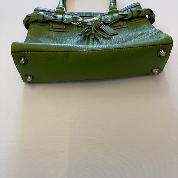 Coach Medium Hampton Lime Green Leather Y2K Carryall - Picture 8 of 11